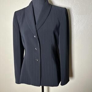Tahari Arthur S. Levine Petite Women's Black Pinstripe Blazer Size 4P
